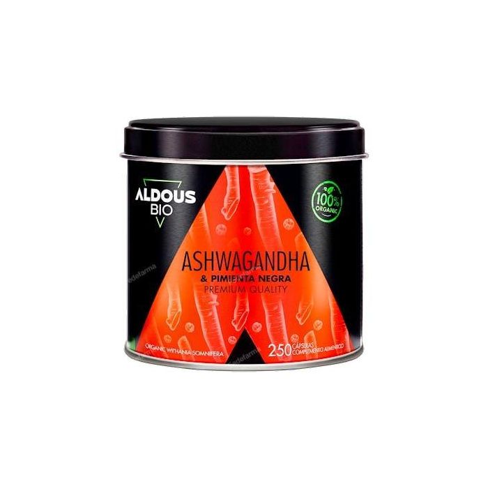 Aldous Bio Ashwagandha con Pimienta Negra Eco Bio, 250 Cápsulas