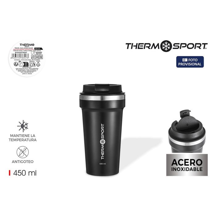 Termo Prx Travel Mug Acero Negro 450 ml - Inde (12 Unidades)
