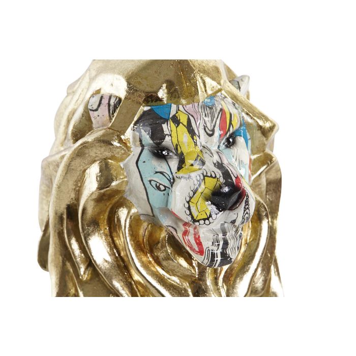 DKD Home Decor Figura Decorativa de León Moderno de Resina Dorado y Multicolor para Hogar - 21 x 27 x 15 cm 1 DKD Home Decor Figura Decorativa de León Moderno de Resina Dorado y Multicolor para Hogar - 21 x 27 x 15 cm 1
