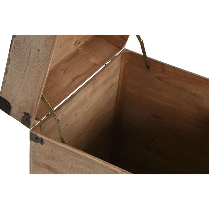 DKD Home Decor Baúl Oriental Natural Marron Claro Abeto Metal Set 2 Piezas 48x61x48 cm Hecho a Mano 4