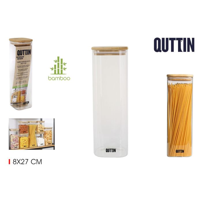 Quttin Tarro Boro Cuadrado de Bambú 8x27 cm - Recipiente de Almacenamiento 1300ml (12 Unidades) 0 Quttin Tarro Boro Cuadrado de Bambú 8x27 cm - Recipiente de Almacenamiento 1300ml (12 Unidades) 0