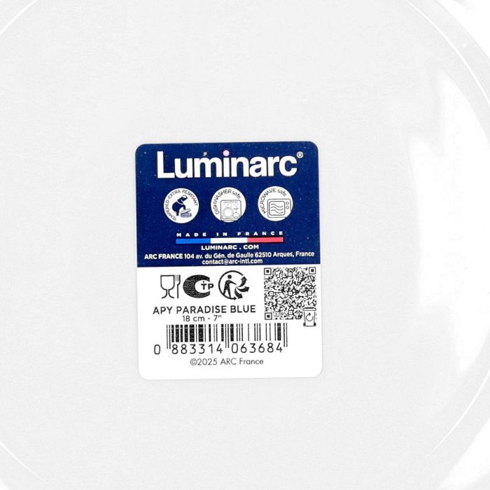 Plato Postre Opal Apy Paradise Azul Luminarc 18 cm 1