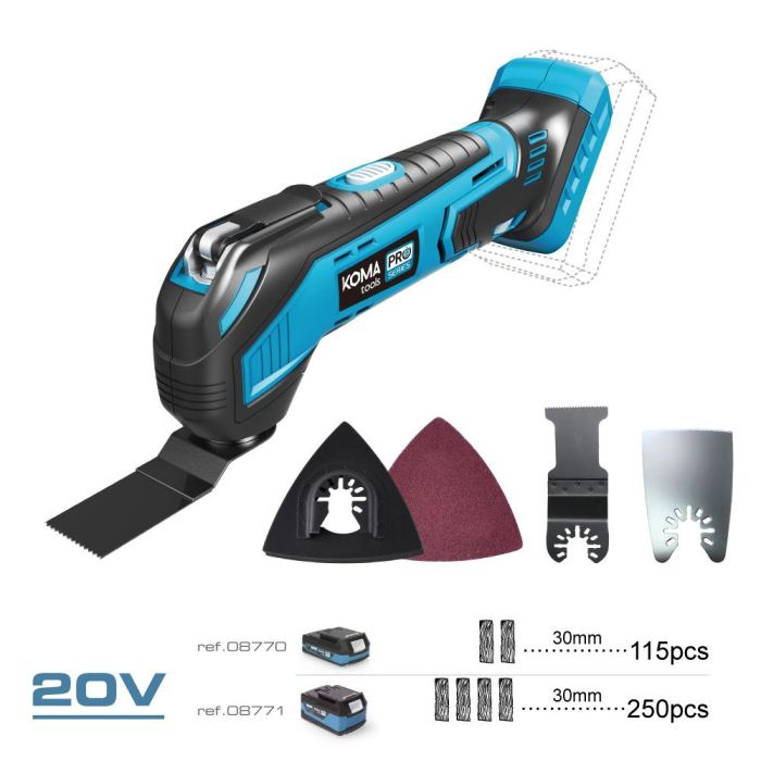 Koma Tools 20v-mh Multiherramienta Oscilante 20V (Sin Batería/Cargador) Velocidad Variable 11.000-21.000 rpm, Cambio Rápido Hoja Pro Series 1 Koma Tools 20v-mh Multiherramienta Oscilante 20V (Sin Batería/Cargador) Velocidad Variable 11.000-21.000 rpm, Cambio Rápido Hoja Pro Series 1