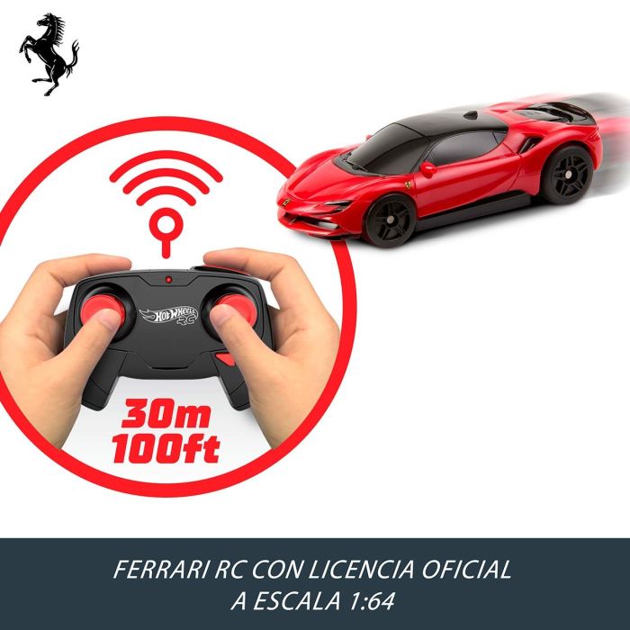 Hot Wheels Radio Control Ferrari SF90 Stradale Assetto Fiorano 1:64 JGD09 - Coche Teledirigido con Mando 2.4GHz para Carreras y Acrobacias 6