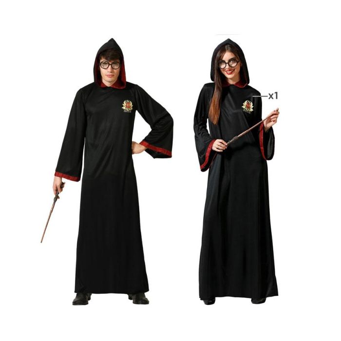 Disfraz Túnica de Mago o Hechicero Negra con Capucha Unisex Adulto Talla M-L, Poliéster para Cosplay y Teatro Disfraz Túnica de Mago o Hechicero Negra con Capucha Unisex Adulto Talla M-L, Poliéster para Cosplay y Teatro