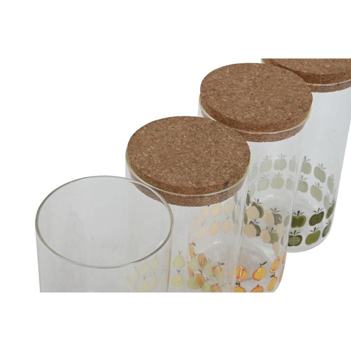 Bote Home ESPRIT Amarillo Verde Natural Corcho Silicona Vidrio de Borosilicato Shabby Chic 1,4 L (4 Unidades) 2