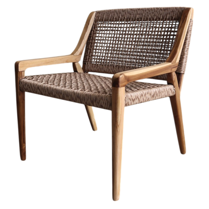 DKD Home Decor Silla Boho de Madera de Teca y Fibra Marrón 62 x 72 x 65 cm
