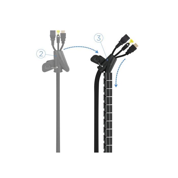 Nanocable 10.36.0001-BK Organizador de Cables Flexible en Espiral 1 Metro Negro - Plástico Alta Resistencia y Fácil Instalación hasta 25mm 2