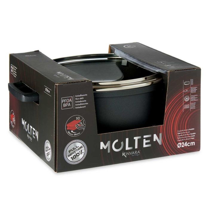 Cacerola Kinvara 24 cm Aluminio Fundido, Negro, Antiadherente, Apta Inducción (6 Unidades) 2 Cacerola Kinvara 24 cm Aluminio Fundido, Negro, Antiadherente, Apta Inducción (6 Unidades) 2
