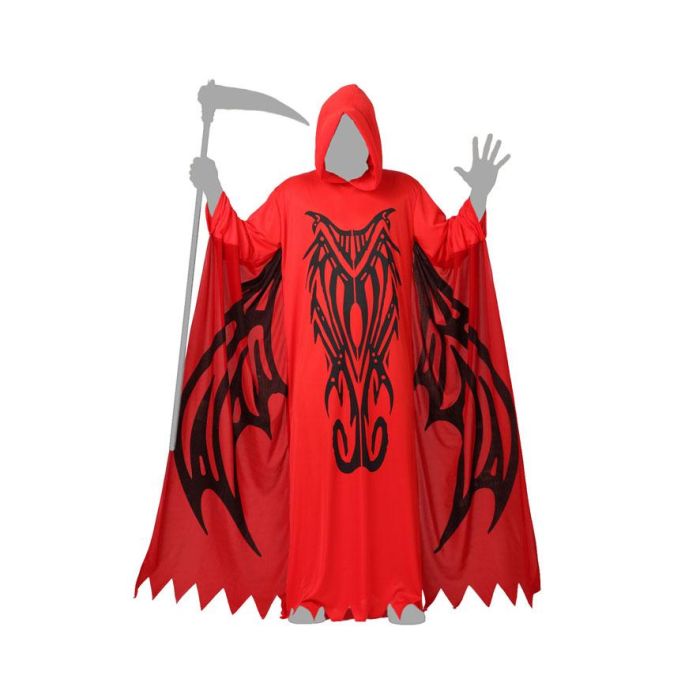 Disfraz Demonio Hombre Adulto Halloween Talla M-L - Túnica con Capa y Capucha Roja 2 Disfraz Demonio Hombre Adulto Halloween Talla M-L - Túnica con Capa y Capucha Roja 2