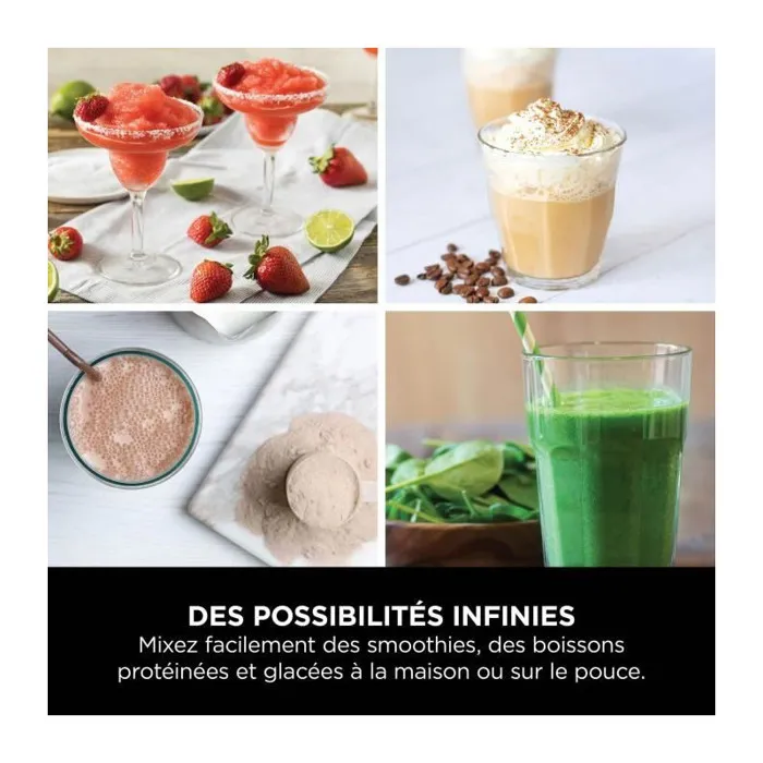 Ninja BC151EUWH Batidora de vaso portátil, 0,532 L, Picahielos, Blanco 4