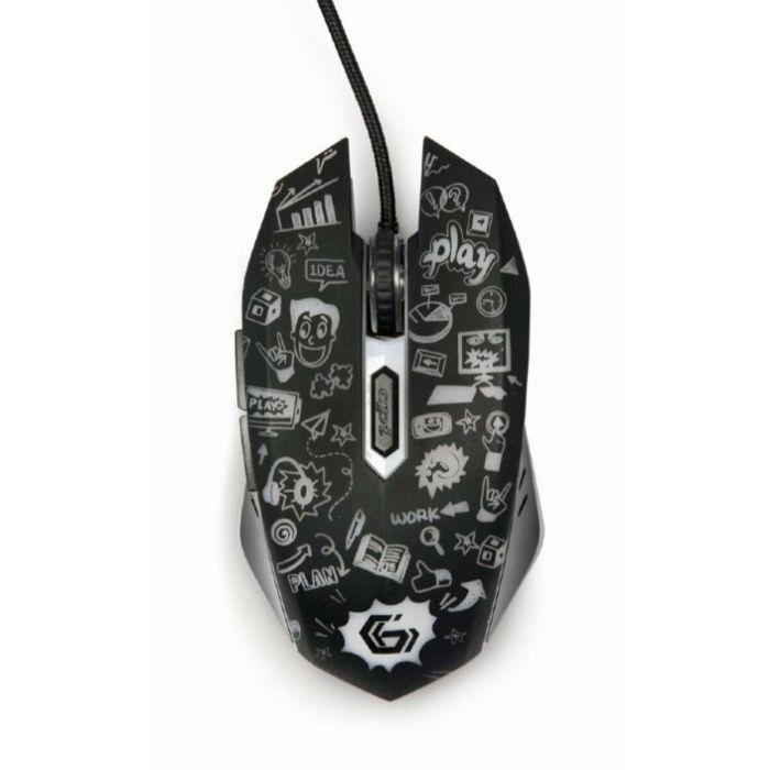 Gembird MUS-6B-GRAFIX-01 Ratón Óptico USB 3600 DPI, 6 Botones, Iluminación Multi, Diestro, Negro