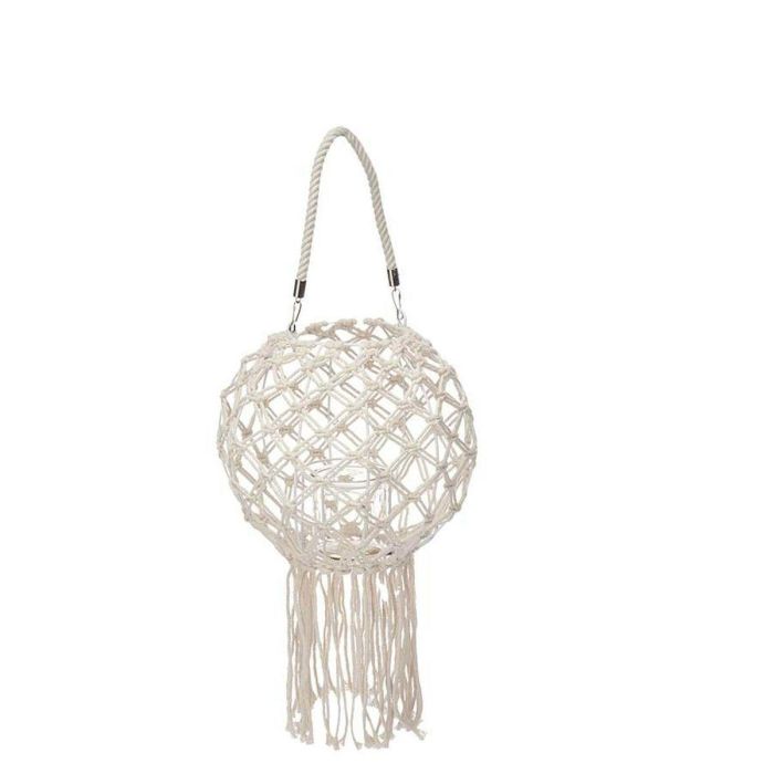 Portavelas Macramé Blanco Algodón 26 x 66 x 26 cm (4 Unidades) 1