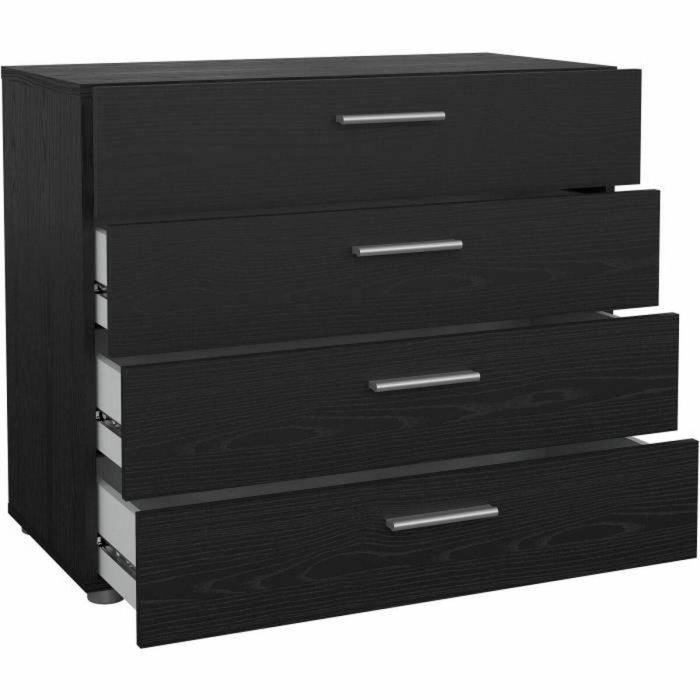 Cómoda - 4 cajones - Negro - L80,2 x P40,25 x H68,1 cm 2 Cómoda - 4 cajones - Negro - L80,2 x P40,25 x H68,1 cm 2