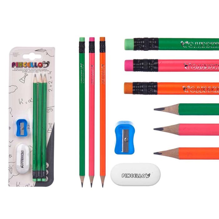 Set 3 Lapiceros Fluor Pincello con Sacapuntas y Goma, 8x24.5x1.2 cm - Azul, Naranja, Rojo, Verde (48 Unidades) Set 3 Lapiceros Fluor Pincello con Sacapuntas y Goma, 8x24.5x1.2 cm - Azul, Naranja, Rojo, Verde (48 Unidades)