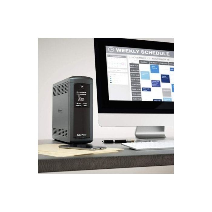 SAI Línea Interactiva Cyberpower VP1200ELCD-DE/ 1200VA-720W/ 5 Salidas/ Formato Torre 3 SAI Línea Interactiva Cyberpower VP1200ELCD-DE/ 1200VA-720W/ 5 Salidas/ Formato Torre 3
