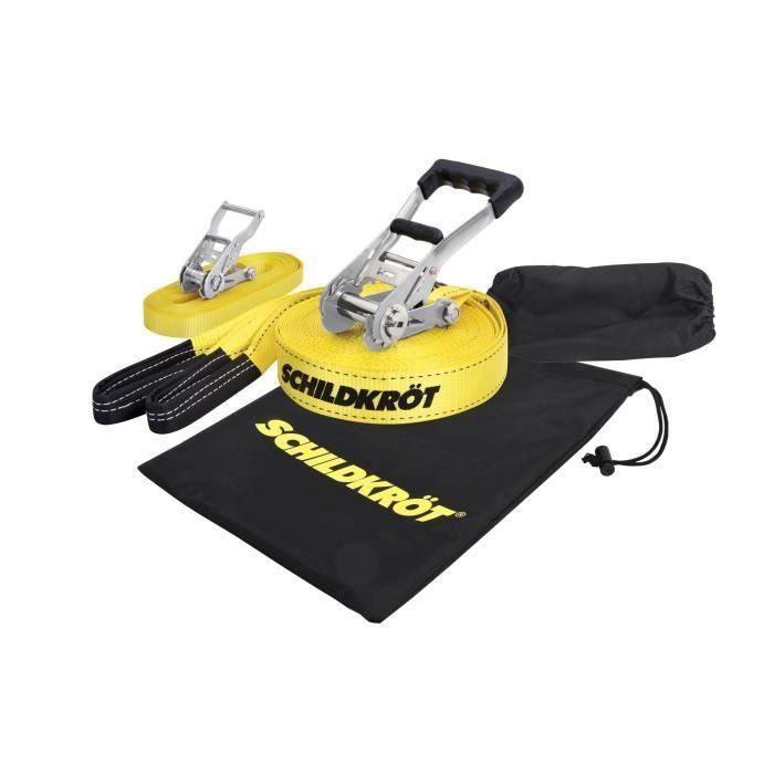 Schildkröt AUC1722948760219 Slackline 15 m largo x 5 cm ancho con Trinquete Metálico y Correa de Entrenamiento - Máx. 150 kg 1 Schildkröt AUC1722948760219 Slackline 15 m largo x 5 cm ancho con Trinquete Metálico y Correa de Entrenamiento - Máx. 150 kg 1