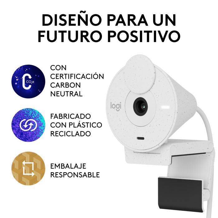 Logitech Brio 300 Webcam Blanco Crudo - 1080p/30 fps, Campo Visual 70°, Micrófono Mono, USB-C 5 Logitech Brio 300 Webcam Blanco Crudo - 1080p/30 fps, Campo Visual 70°, Micrófono Mono, USB-C 5