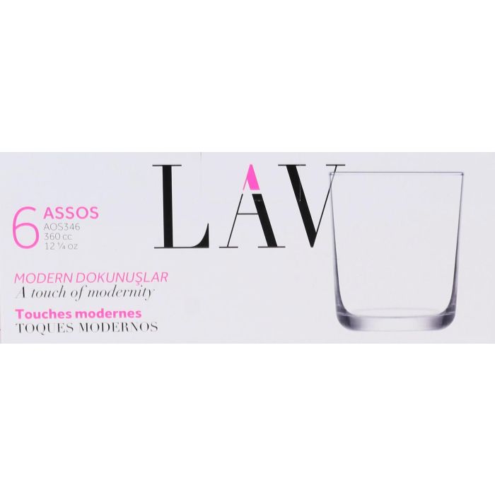 Lav Set 6 Vasos 360 cc Colección Assos (8 Cajas)