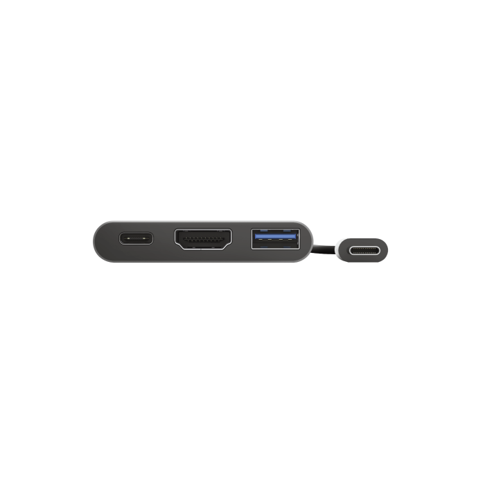 Trust 23772 Adaptador Multipuerto USB-C 3 en 1 con HDMI, USB-A y USB-C PD para Portátil y MacBook, Aluminio Negro 3