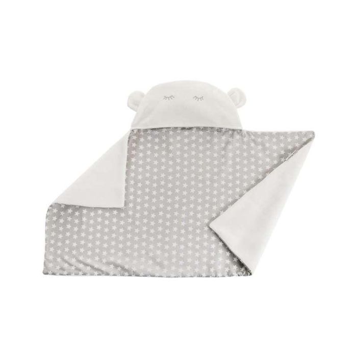 Manta capucha reversible estrella gris 90 x 66 cm 1 Manta capucha reversible estrella gris 90 x 66 cm 1