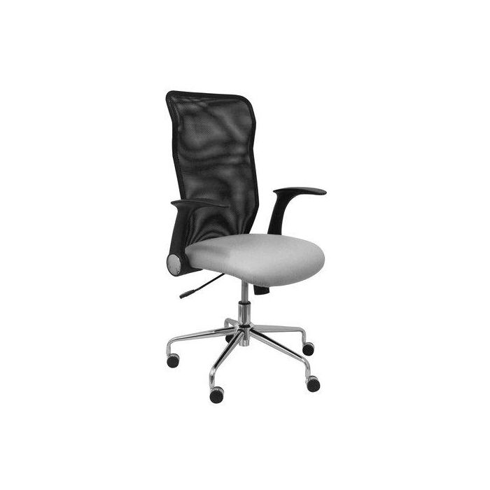 Silla Piqueras Y Crespo Minaya Brazos Retractiles Mecanismo Basculante Ergonomica Respaldo Malla Transpirable Negra Asiento Tapizado Similpiel Gris Claro