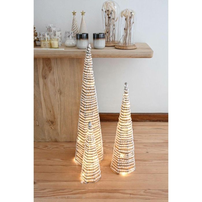 Cono Navidad Moderna DKD Home Decor Blanco Natural 20 x 80 x 20 cm Set de 3 4