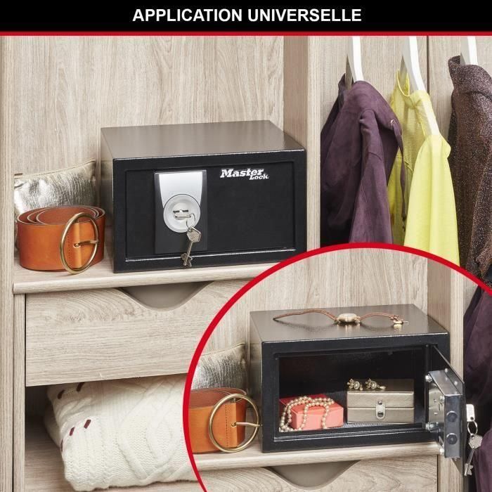 Master Lock Caja fuerte con llave de acero sólido 9.9 L con 2 pasadores de acero y sistema de doble broca, protección antirrobo. 1