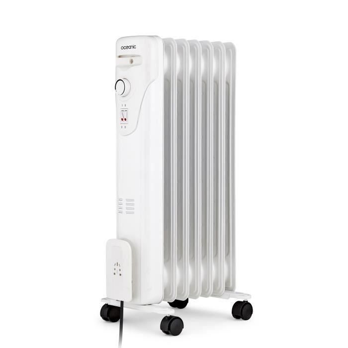Oceanic OCEABH1500W2 Baño de aceite de radiador eléctrico 1500W - 3 potencias, 7 Elementos, Blanco, Móvil 1