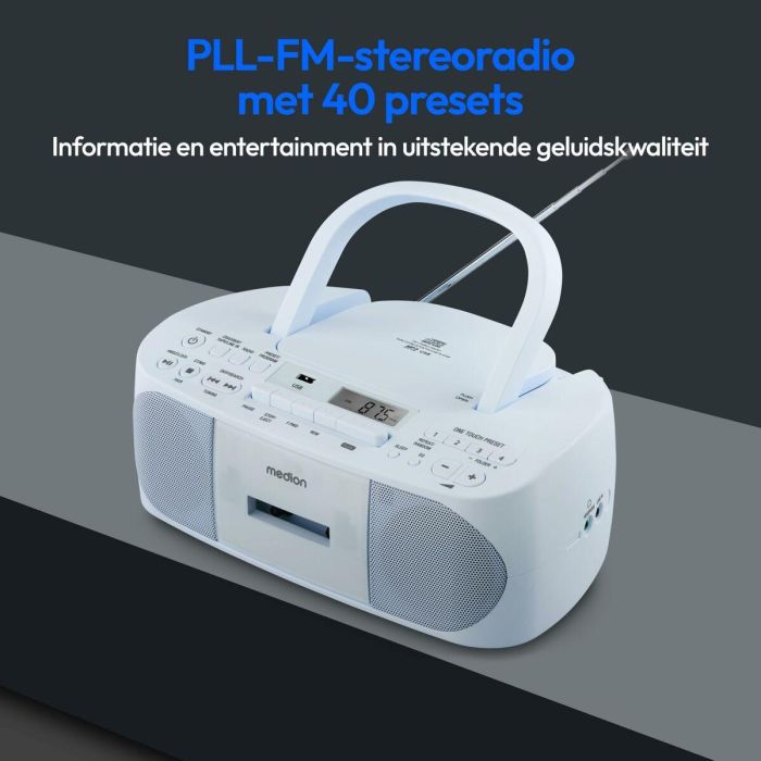 Medion AAAPE16805 Radio CD K7 FM con 2x3W RMS - Reproductor de Música Compacto y Portátil, Azul 6