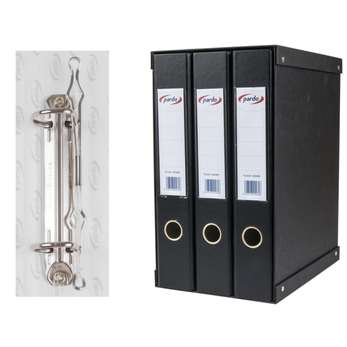 Pardo Módulo Archivador 3 Archivadores de Palanca Folio 2 Anillas 40 mm Negro 350x200x300 mm 1