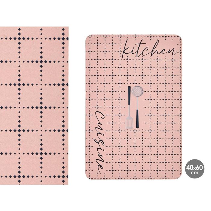Kinvara Alfombra de Cocina Cuisine 40x60 cm de Plástico Rosa y Negro (Set de 24)
