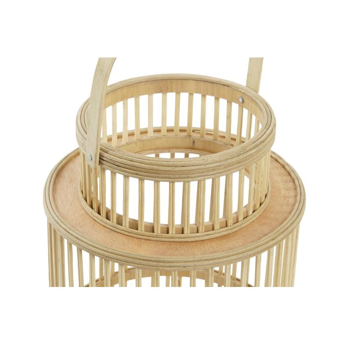DKD Home Decor Portavela Marron Bambu y Cristal 26 x 26 x 69 cm 1