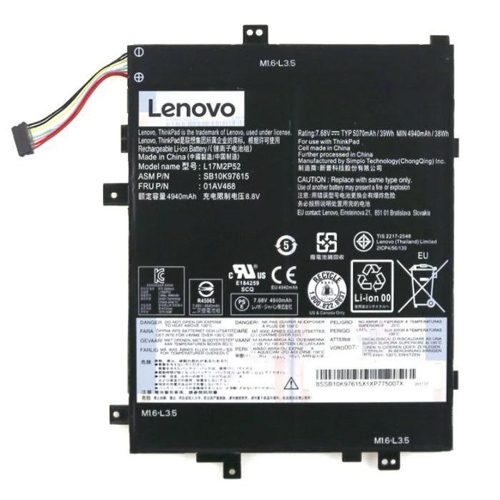 Lenovo Batería Interna de Litio-Ion para Portátiles, 39Wh de Capacidad, Configuración Compacta de 2 Celdas, para Potencia Duradera