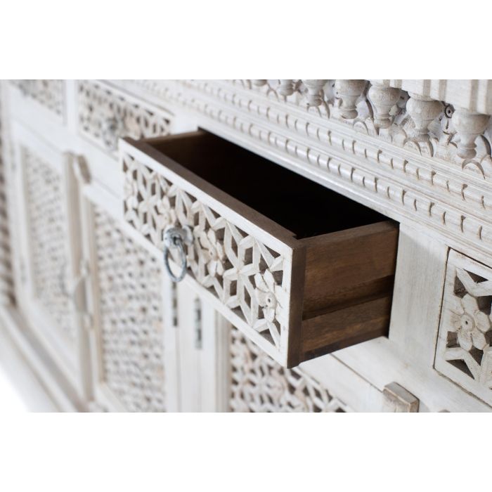 Giner y Colomer Aparador de Madera de Mango Blanco Envejecido 190 cm 5