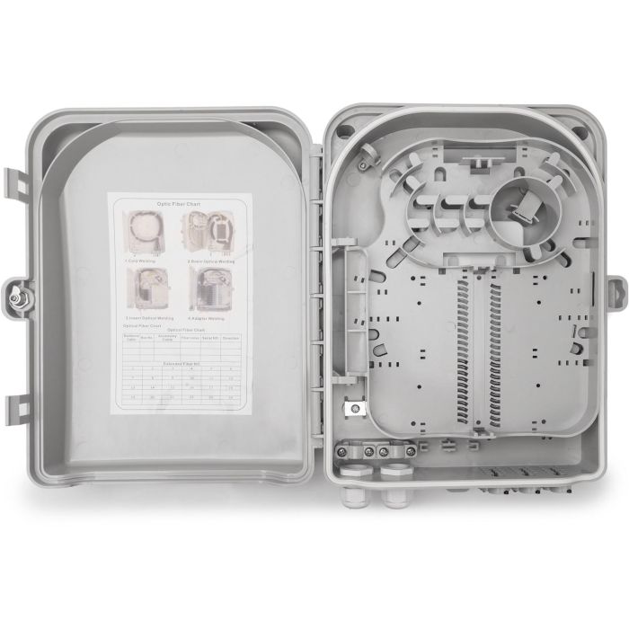 Digitus FTTH Box Außen -24 LC/Duplex oder 24 SC/Simplex, Caja de distribución para 16 cables, Gris