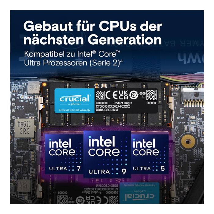 Crucial CT2K32G64C52CS5 - Kit de Memoria RAM 64GB (2x32GB) DDR5 6400 MT/s SO-DIMM para Portátil, CL52, Negro