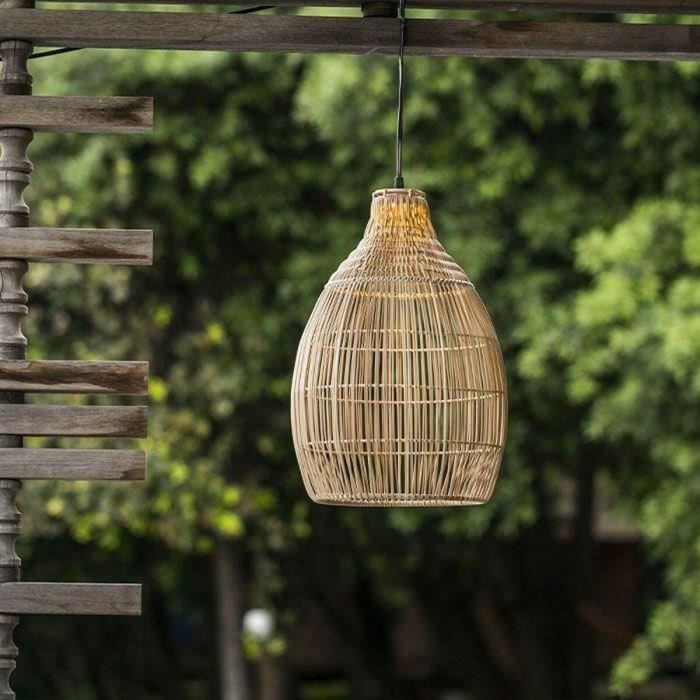 Lumisky LUM3760093545754 Lámpara Colgante Solar HOLIDAY H42 cm, Cestería Tejida Bohemia Natural, LED Blanco Cálido 4