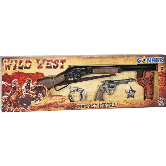 Rifle winschester con pistola y accesorios 8 tiros 77x23x5 cm Rifle winschester con pistola y accesorios 8 tiros 77x23x5 cm