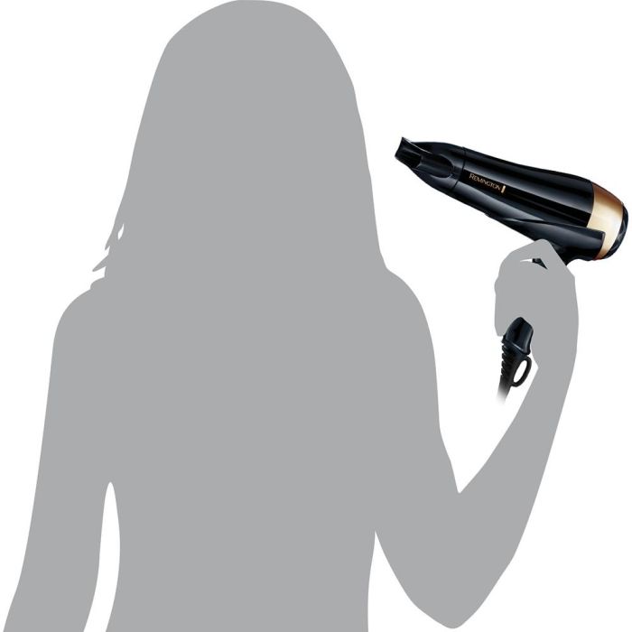 Remington Eclat Brillance D6098 Secador de Pelo Iónico 2200W, Cerámica, 3 Temperaturas, 2 Velocidades, Negro/Dorado 3