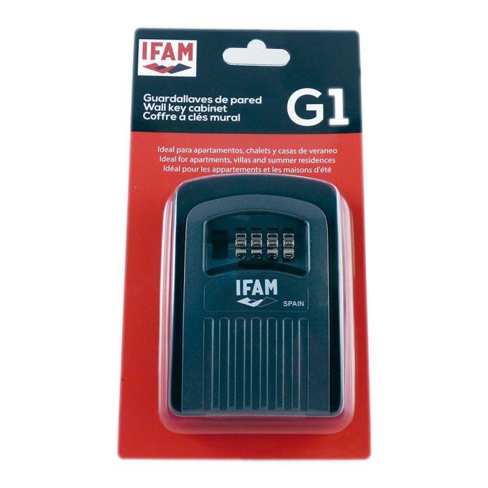Ifam Guardallaves de pared G1, Caja de aleación de aluminio, 4 rodillos de 10 dígitos, Protector de humedad, Negro