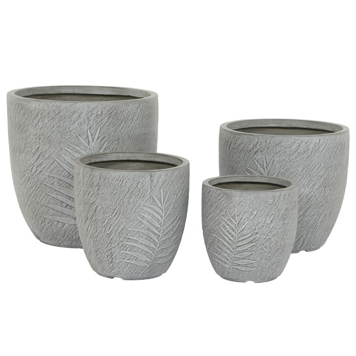 Set de Maceteros Home ESPRIT Gris claro Fibra de Vidrio Magnesio 44 x 44,5 x 43 cm (4 Unidades) 4