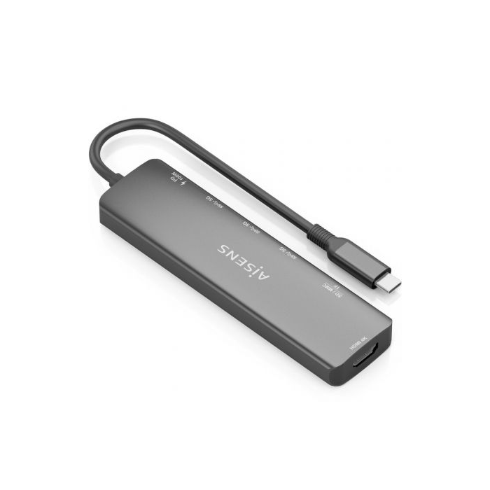 Docking USB Tipo-C Aisens ASUC-7P025-GR/ 1xHDMI/ 3xUSB/ 1xUSB Tipo-C PD/ 1xLector Tarjetas/ Gris 1
