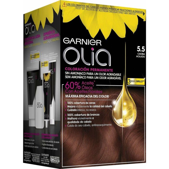 Garnier Olia Tinte Permanente Sin Amoniaco 5.0 Castaño Claro, Cobertura Canas, Brillo y Suavidad con Aceites Florales 1 Ud 0 Garnier Olia Tinte Permanente Sin Amoniaco 5.0 Castaño Claro, Cobertura Canas, Brillo y Suavidad con Aceites Florales 1 Ud 0
