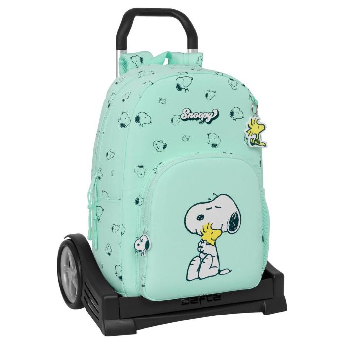 Mochila Escolar con Ruedas Snoopy Groovy Verde 30 x 46 x 14 cm