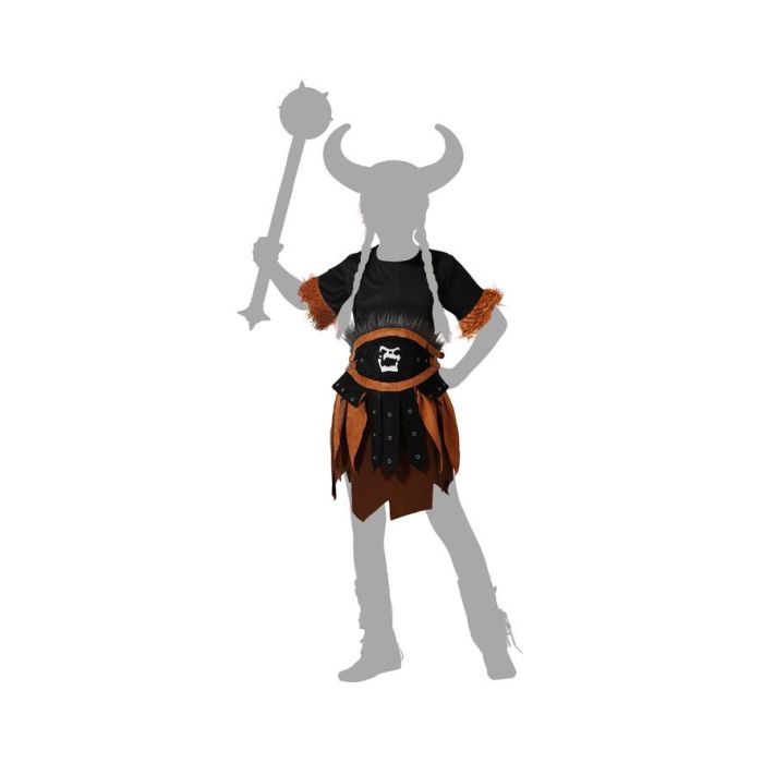 Disfraz Vikinga Guerrera Niña Infantil 3-4 Años Negro. Incluye Vestido Corto y Cinturón de Polyester. Temática Carnaval. 4