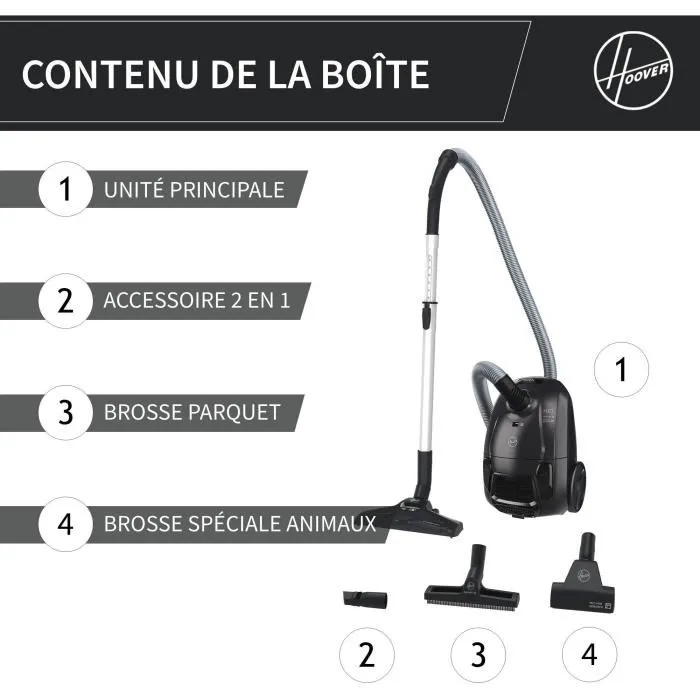 Hoover Aspirador Bidón HE1 Compacto y Potente con Bolsa, Gran Capacidad 2.5L, Alto Rendimiento, HOO8059019095837 1