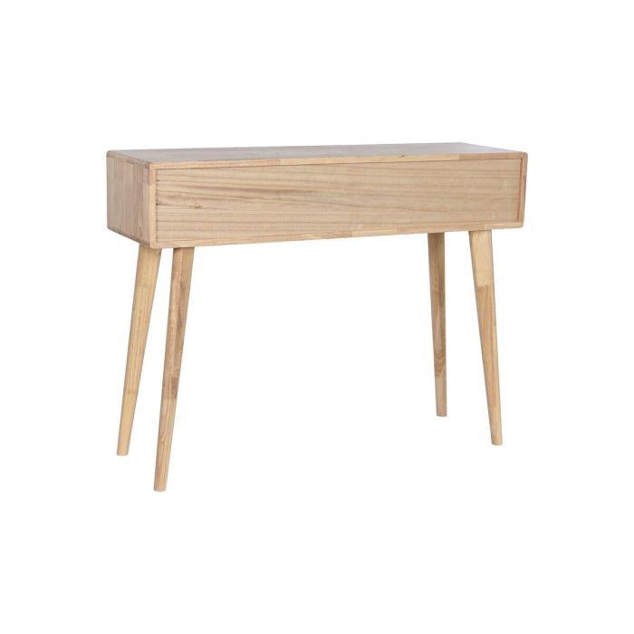 DKD Home Decor Consola Scandi Natural de Rubberwood y Ratán 100 x 30 x 78 cm con 2 cajones 1