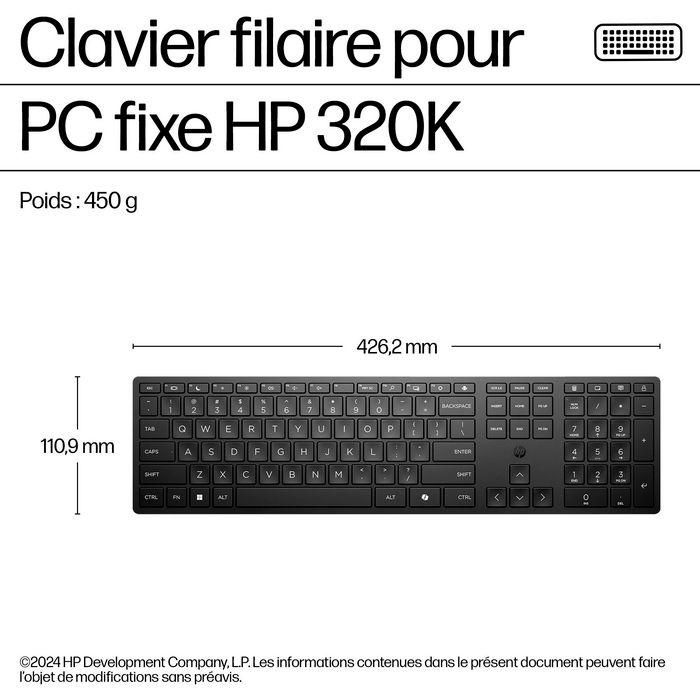 HP Teclado USB con Cable 320K - Productividad Diaria para Escritorio, Cableado, Cómodo y Fiable 9