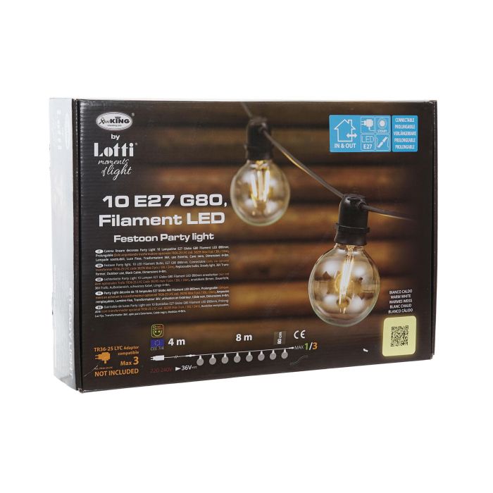 DKD Home Decor Guirnalda Exterior 10 Luces LED Multicolor Cristal Doble Filamento Bombillas Reemplazables 850 cm 5 DKD Home Decor Guirnalda Exterior 10 Luces LED Multicolor Cristal Doble Filamento Bombillas Reemplazables 850 cm 5